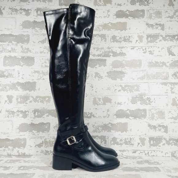 NEW DV by Dolce Vita Elyse Buckle Block Heel Black Over-The-Knee Boot M928 - Picture 4 of 12
